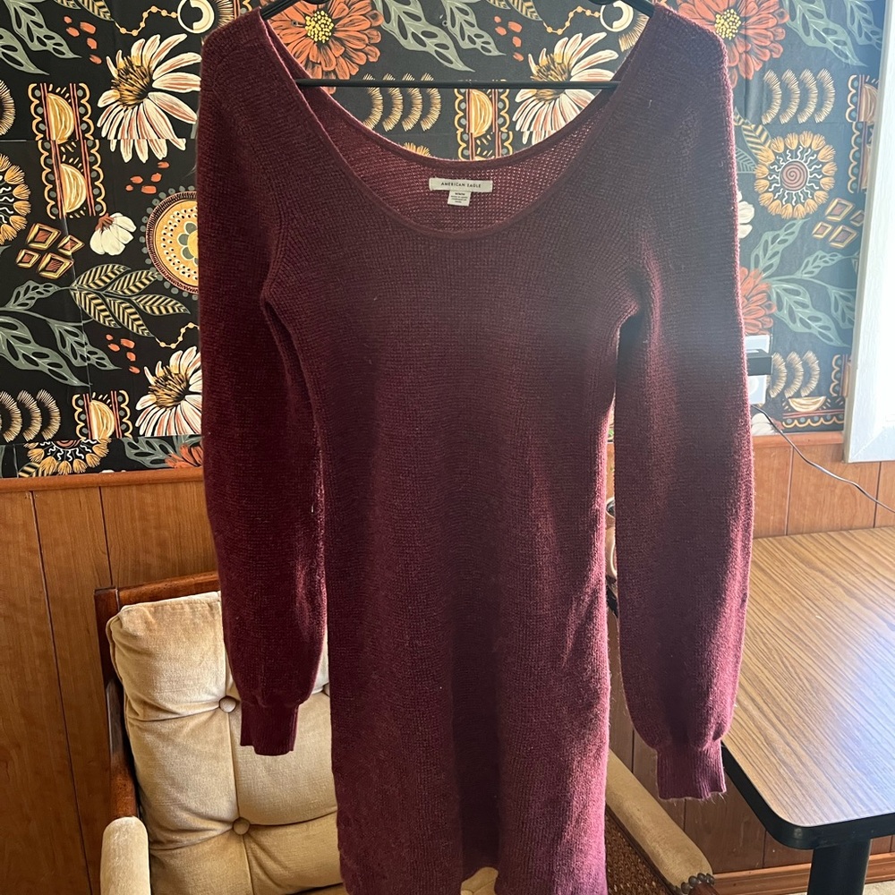 American Eagle Outfitters Maroon Knit Dress